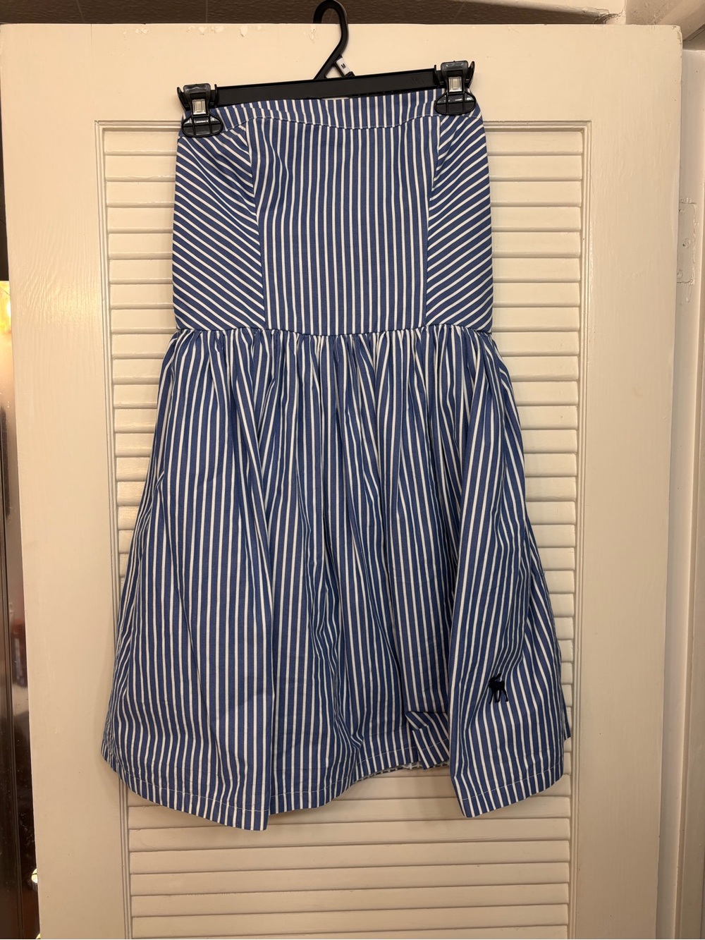 Abercrombie & Fitch Blue and White Striped Strapless Dress size L